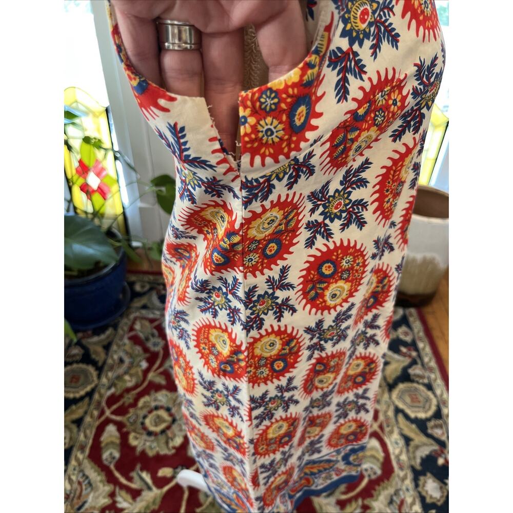 Vintage 50s 60s Handmade XS Floral Mini Summer Dress Mod MCM Retro Cotton Zip - Picture 8 of 14